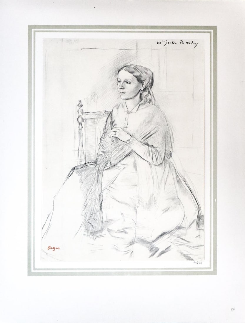 Edgar Degas (After) - Portrait de Madame Julie Burlin: Artist: Edgar Degas (After) Title: Portrait de Madame Julie Burlin Year: 1863 Dimensions: 16in. by 20in. Edition: 70 From the rare limited edition of 250 Publisher: