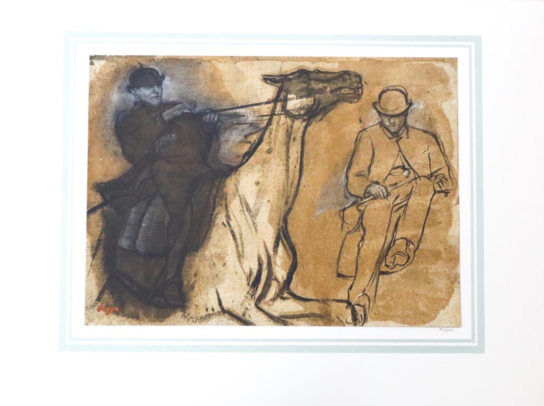 Edgar Degas (After) - duex lads a cheval: Artist: Edgar Degas (After) Title: duex lads a cheval Year: 1867 Dimensions: 16in. by 20in. Edition: 70 From the rare limited edition of 250 Publisher: Demotte