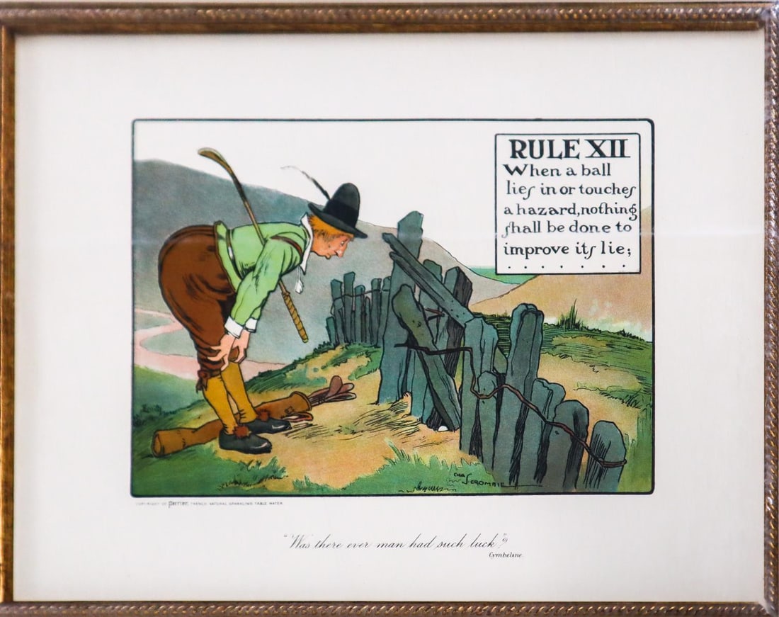 Chas Crombie - The Rules of Golf XII: Artist: Chas Crombie Title: The Rules of Golf XII Year: c. 1905 Dimensions: 10in. by 12in. Edition: From the rare limited edition Publisher: Perrier; Bemrose an