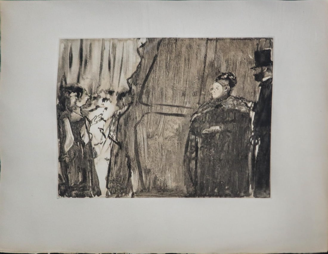 Edgar Degas - Ludovidc Halevy Finds Madame Cardinal in: Artist: Edgar Degas Title: Ludovidc Halevy Finds Madame Cardinal in the Dressing Room Year: 1877 Dimensions: 9.5in. by 11.5in. Edition: From the rare limited edition <