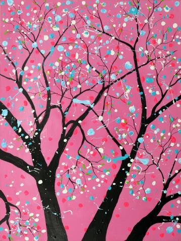 Matthew Steinberg - Pink Blossoms: Artist: Matthew Steinberg Title: Pink Blossoms Year: 2023 Dimensions: 25in. by 33in. Edition: One-of-a-Kind Orginal painting Suite: A Pink Spring M
