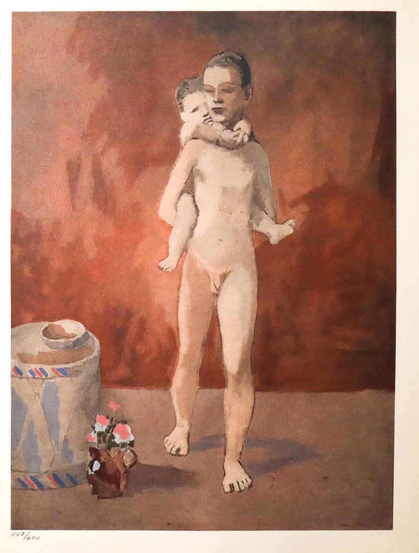 Pablo Picasso - Jeune homme et enfant (After): Artist: Pablo Picasso Title: Jeune homme et enfant Dimensions: 11in. by 9in. Edition: From the rare limited edition Suite: Pablo Picasso by Eugenio D'Ors Medium:</