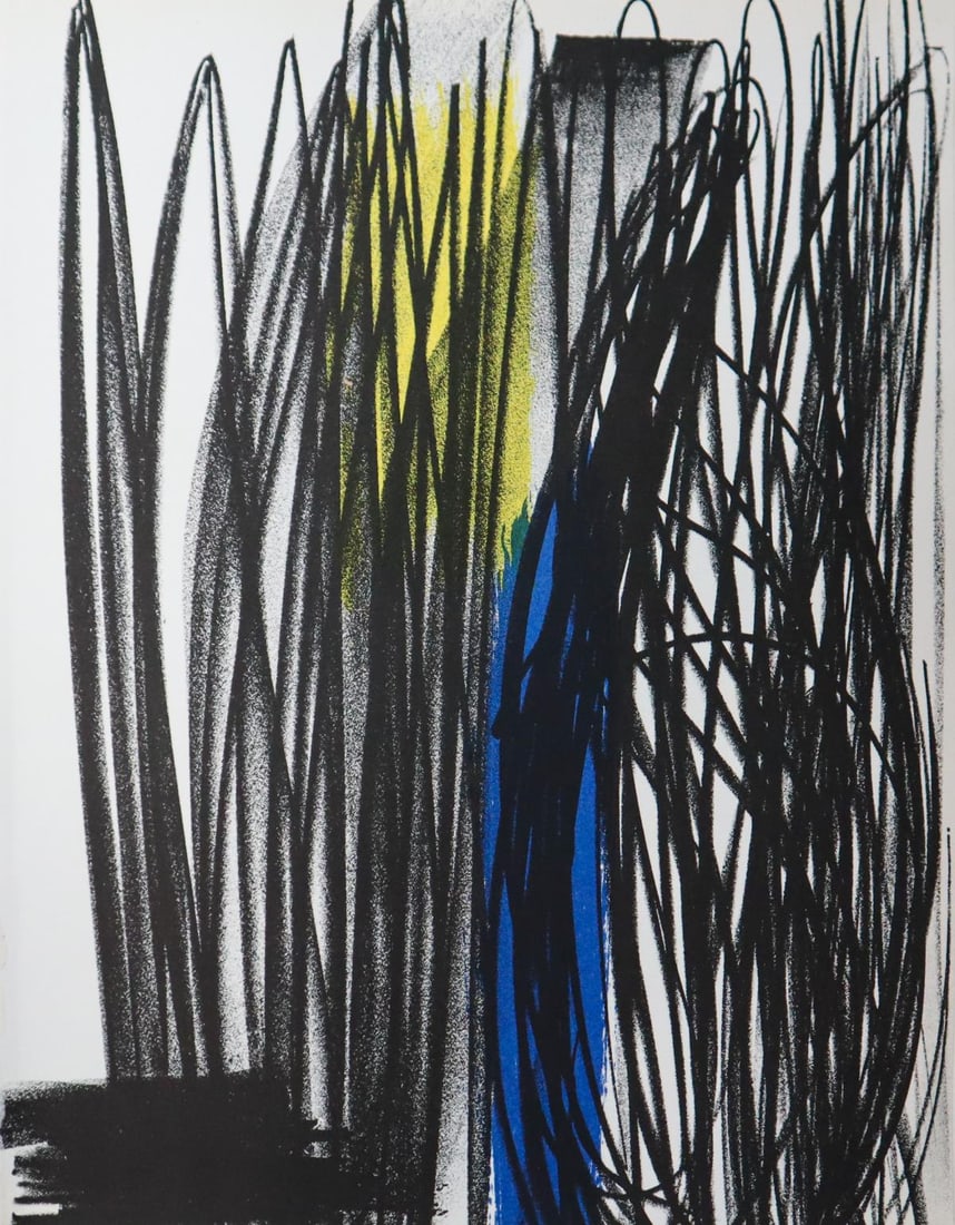 Hans Hartung - Untitled: Artist: Hans HartungTitle: UntitledYear: 1973Dimensions: 12.25in. by 9.5in.Edition: From the rare limited editionPublisher: Mourlot Paris San LazzaroSuite: XXe Siecle No24Medium: Original lithograph