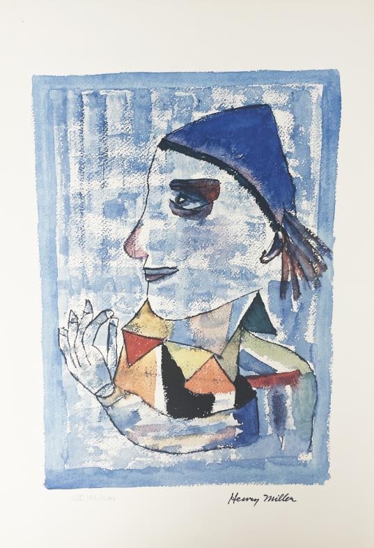 Henry Miller - The Joker: Artist: Henry MillerTitle: The JokerYear: c. 1891-1980Dimensions: 15in. by 22 1/2in.Edition: Numbered from the rare limited of edition of 200Medium: Offset Lithograph in colors on PaperCondition:
