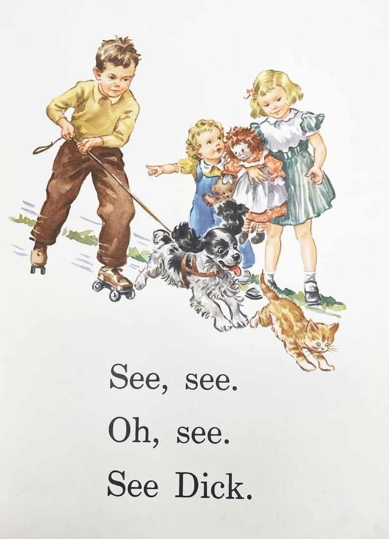 Eleanor Campbell & Keith Ward - Oh See Dick: Artist: Eleanor Campbell & Keith Ward Title: Oh See Dick Year: c. 1950s Dimensions: 22in. by 16in. Edition: From the rare limited edition Publisher: Scott Fores