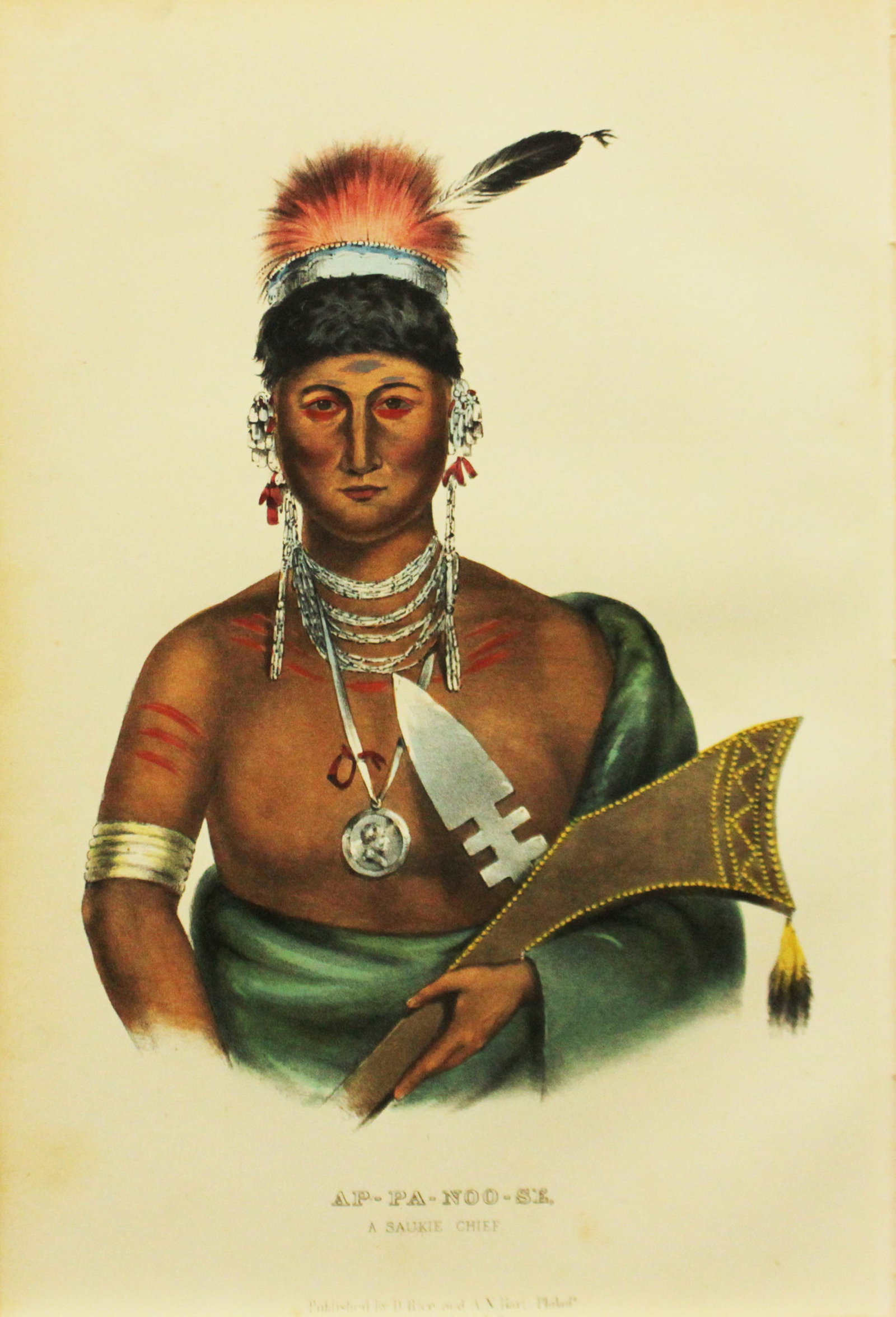 Charles Bird King - Ap Pa Noo Se A Saukie Chief: Artist: Charles Bird King Title: Ap Pa Noo Se A Saukie Chief Year: 1858 Dimensions: 10 1/2 x 6 3/4 in. Edition: From the Rare Limited Edition Publisher: D. Rice