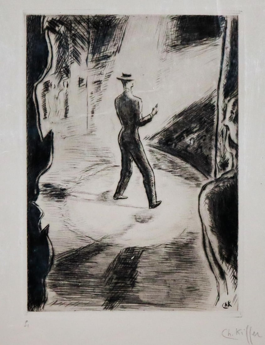 Charles Kiffer - Untitled Man: Artist: Charles Kiffer Title: Untitled Man Dimensions: 5in. by 7in. Edition: From the rare limited edition Medium: Original etching on paper Condition: Excellen