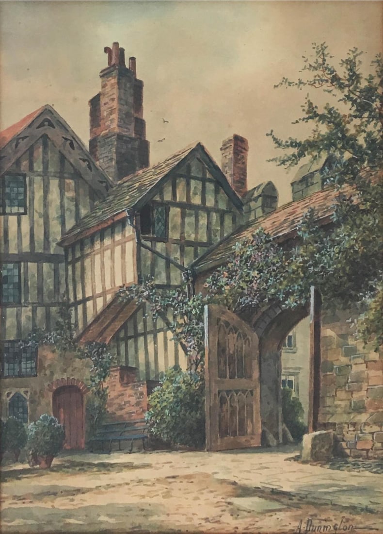 Albert Dunington - A View in Town: Artist: Albert Dunington Title: A View in Town Dimensions: 13 1/2in. by 9 1/4in. Edition: Unique One of a Kind Artwork Medium: Original Watercolor on Paper Conditio