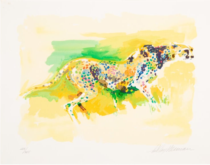 Leroy Neiman - Cheetah: Artist: Leroy Neiman Title: Cheetah Year: 1997 Dimensions: 20 x 25 in. Edition: From the Rare Limited Edition of 385 Medium: Serigraph in Colors on Wove Paper</