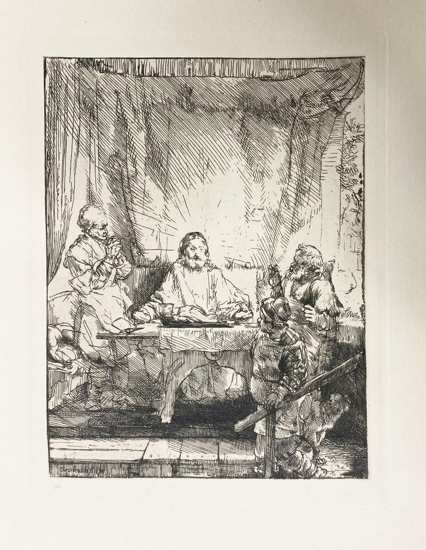 Rembrandt van Rijn (after 1883) - Christ At Emmaus c1880: Artist: Rembrandt van Rijn (after 1883) Title: Christ At Emmaus Year: 1883 Dimensions: 10.5in. by 14.5in. Edition: From the rare limited edition Medium: Heliogr