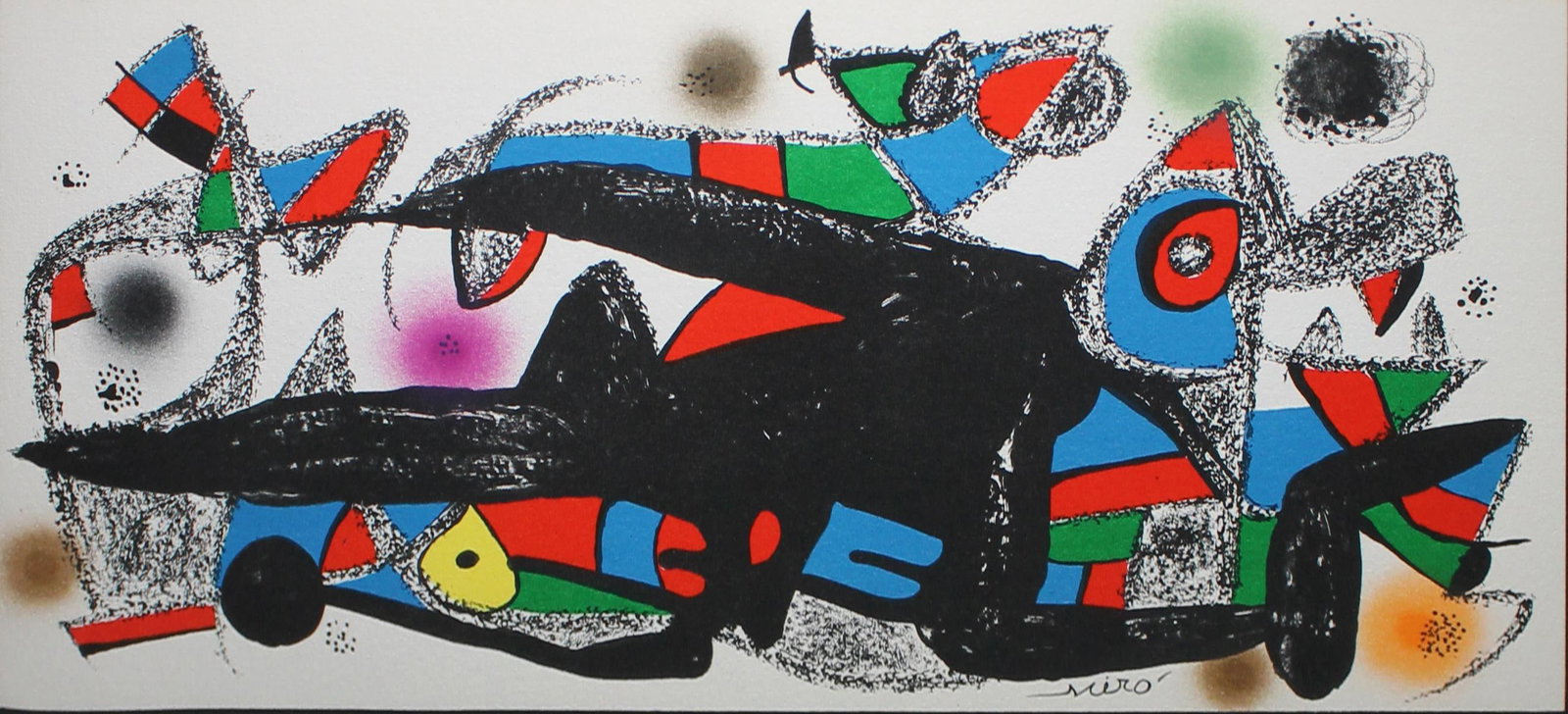 Joan Miro - Denmark: Artist: Joan MiroTitle: DenmarkYear: 1975Dimensions: 8in. by 15.75in.Edition: From the rare limited editionPublisher: Leon Amiel New YorkSuite: Lithographe OriginaleMedium: Original Lithograph in