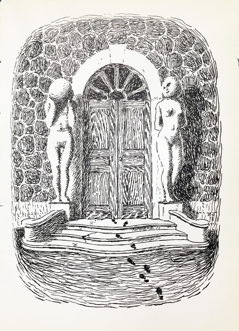 Rene Magritte - Untitled (Sentinels): Artist: Rene MagritteTitle: Untitled (Sentinels)Year: 1948Dimensions: 10in. by 7 3/8in.Edition: From the Rare Limited EditionPublisher: La Boetie EditionsSuite: Les Chants de MaldororMedium: Offset