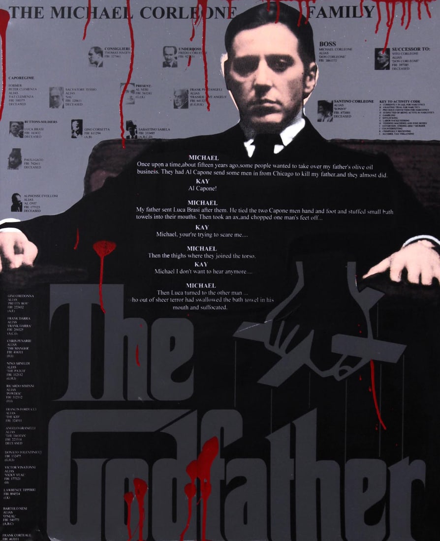 Steve Kauffman - Al Pacino as the Godfather: Artist: Steve Kauffman Title: Al Pacino as the Godfather Year: 1999 Dimensions: 49in. by 45in. Edition: 10 from the limited edition of 25 Artist's Proofs Medium: Original s