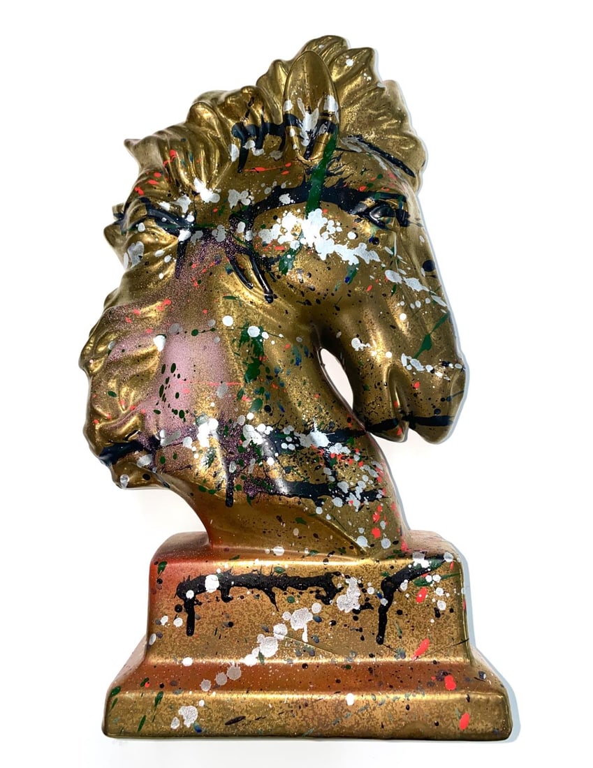 Matthew Steinberg - Bronze Bronco: Artist: Matthew Steinberg Title: Bronze Bronco Year: 2018 Dimensions: 15in. by 9in. Edition: Unique work of art Medium: Original Hand-Painted Sculpture