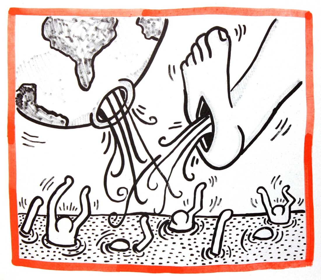 Keith Haring - Untitled: Artist: Keith Haring Title: Untitled Year: 1990 Dimensions: 8.75in. by 10.25in. Edition: From the rare limited edition of 500 Publisher: Bebert Publishing House Su