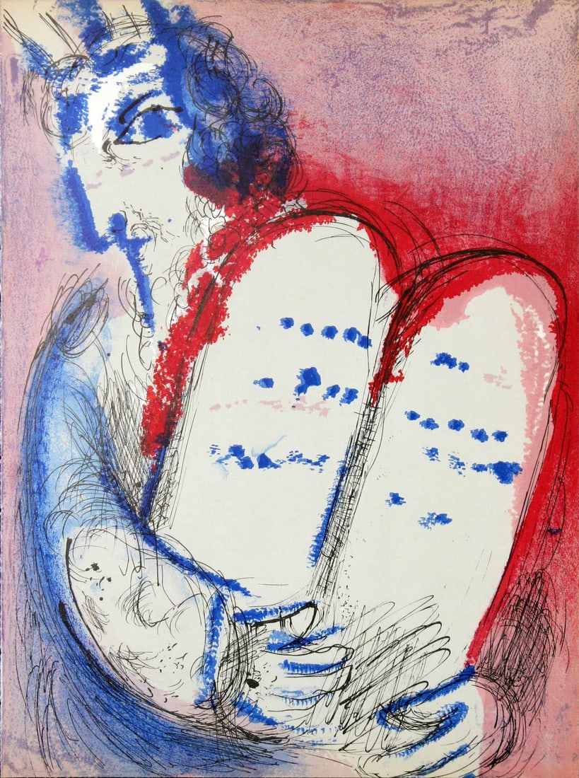 Marc Chagall - Moses with the Tables of the Law: Artist: Marc ChagallTitle: Moses with the Tables of the LawYear: 1956Dimensions: 14in. by 10.25in.Edition: From the rare limited edition Publisher: Editions de la Revue Verve Teriade ParisSuite: La