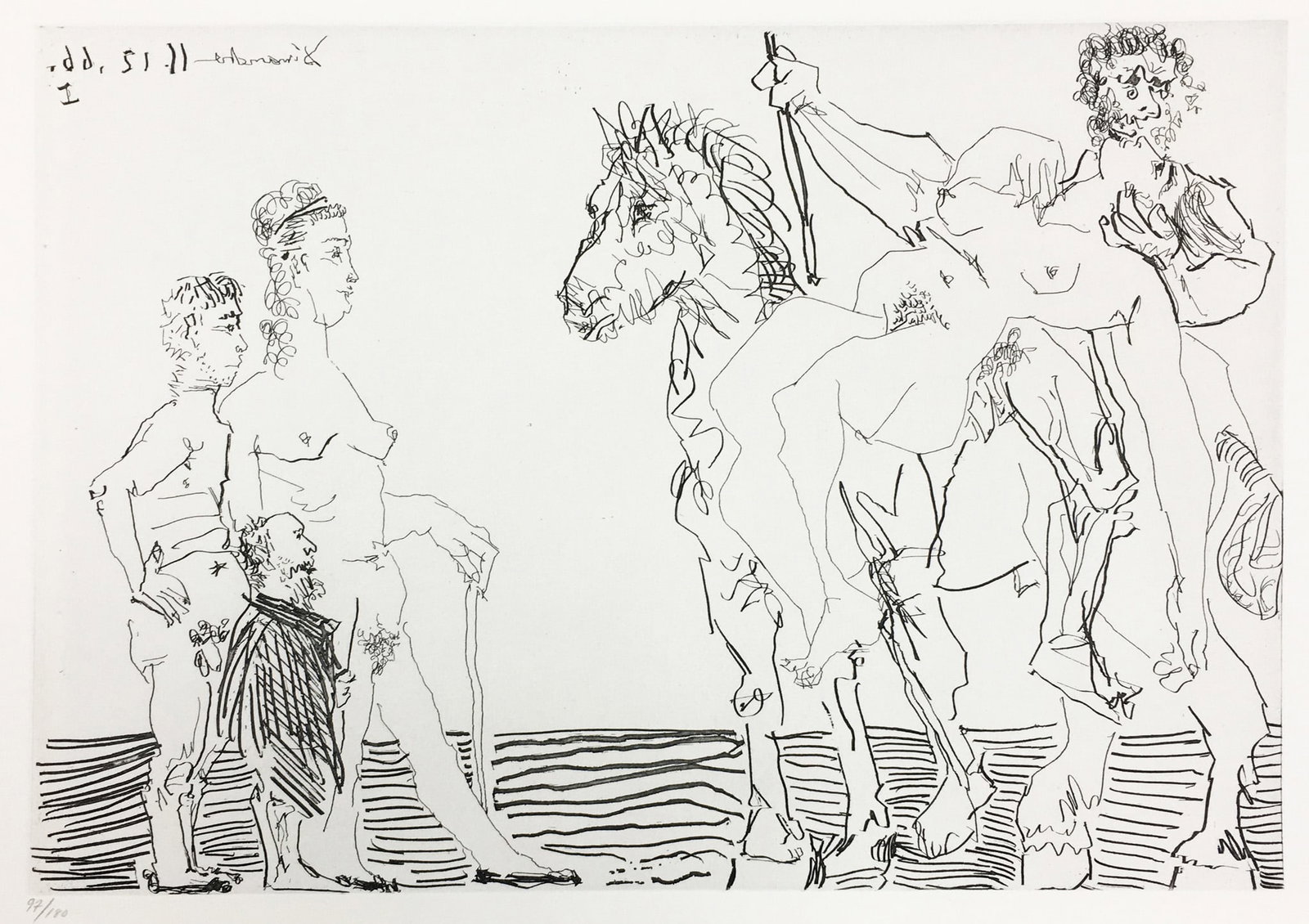 Pablo Picasso - Plate XI from Le Cocu Magnifique: Artist: Pablo Picasso Title: Plate XI from Le Cocu Magnifique Year: 1968 Dimensions: 11 x 15 in. Edition: Numbered from the Rare Limited Edition of 180 Publisher:</