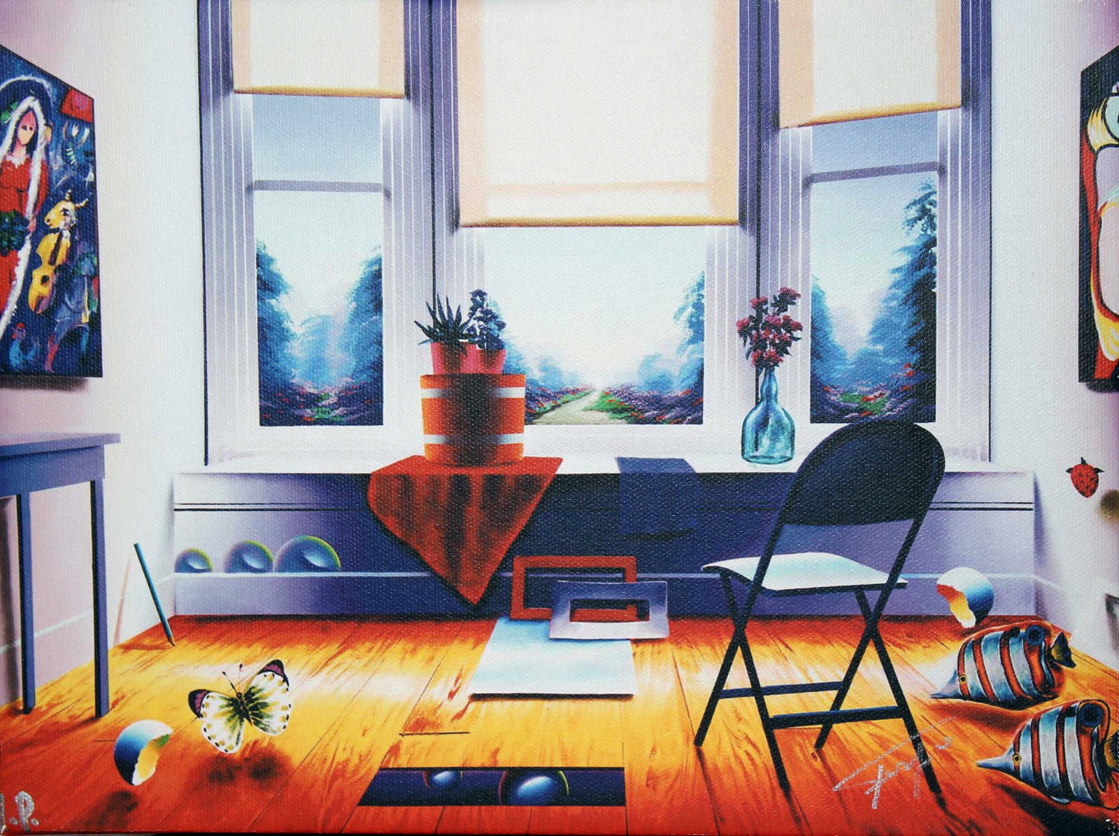 Ferjo - Windowsill Magic: Artist: Ferjo Title: Windowsill Magic Year: 2001 Dimensions: 9in. by 12.5in. Edition: from the rare limited edition Medium: Original giclee on canvas