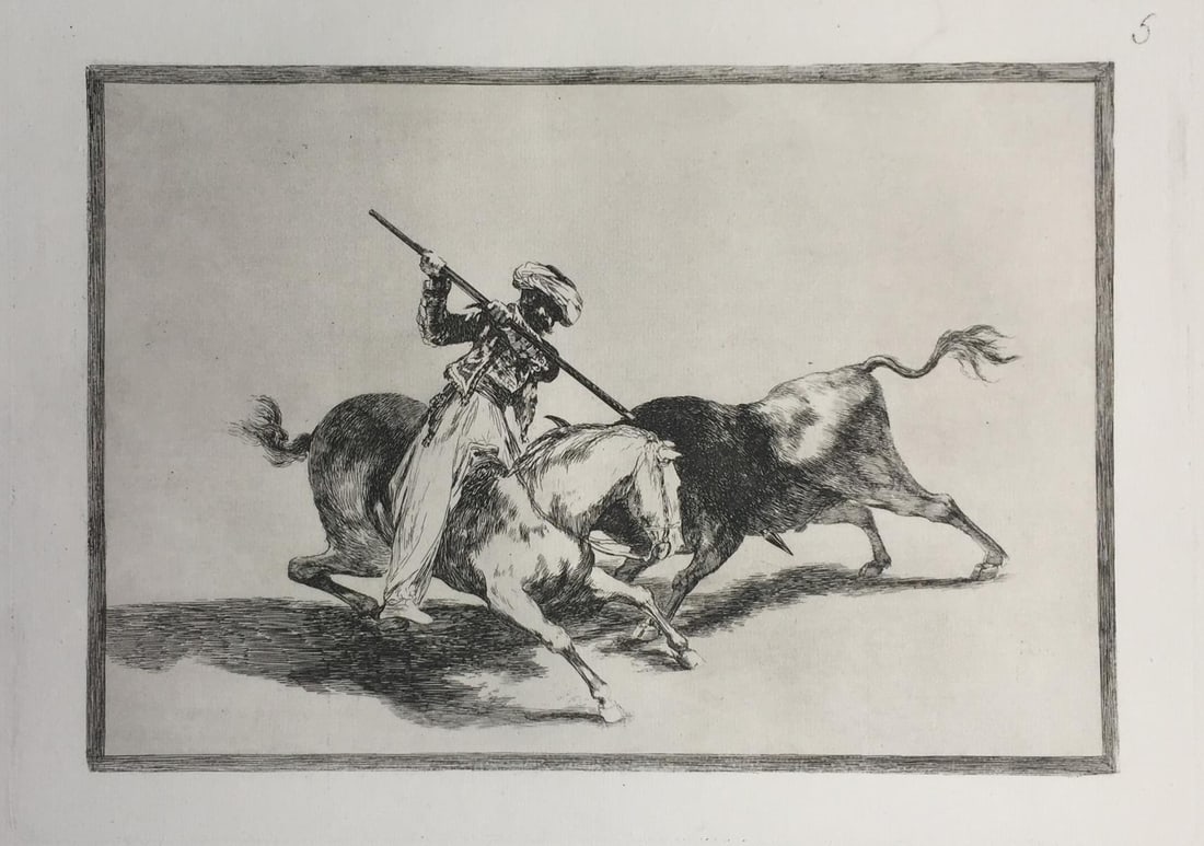 Francisco Jose De Goya Lucientes - La Tauromaquia Plate: Artist: Francisco Jose De Goya Lucientes Title: La Tauromaquia Plate 5 Year: 1816 Dimensions: 17 1/4in. by 11 1/2in. Edition: From the Rare Limited Edition Suite:</