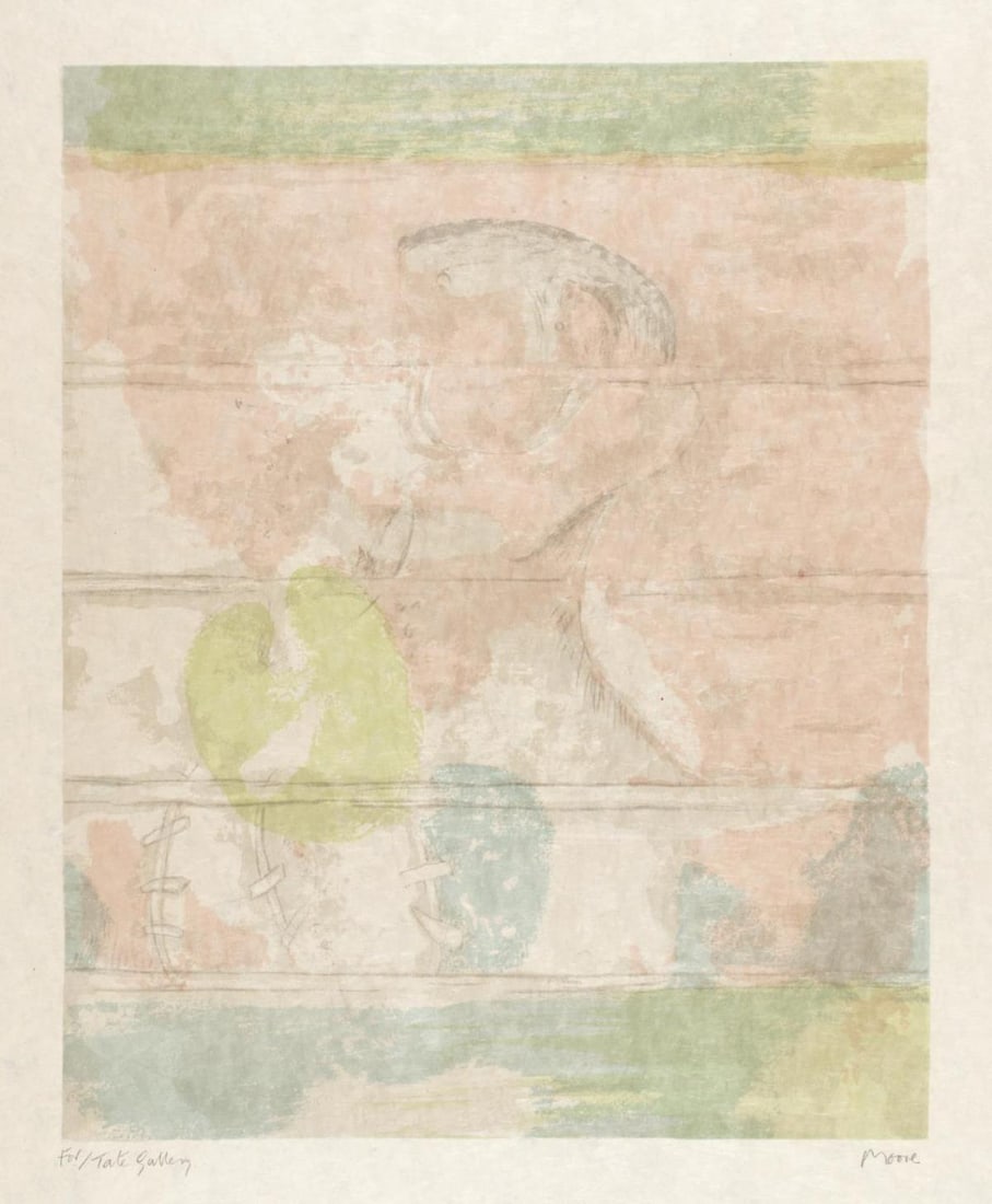 Henry Moore - Head: Artist: Henry MooreTitle: HeadYear: 1975Dimensions: 17 1/2in. by 14in.Edition: From the Rare Limited Edition of 50Medium: Original lithograph on paperCondition: ExcellentSignature Details: Hand