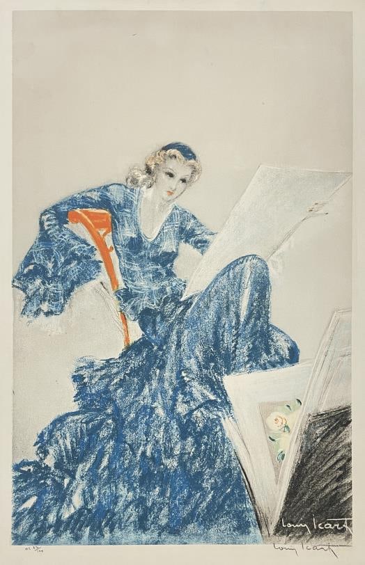 Louis Icart - Um Gravure Originale: Artist: Louis Icart Title: Um Gravure Originale Dimensions: 13 1/4in. by 20in.Edition: From a rare limited edition of 100Medium: Original lithograph on PaperCondition: ExcellentSignature Details:
