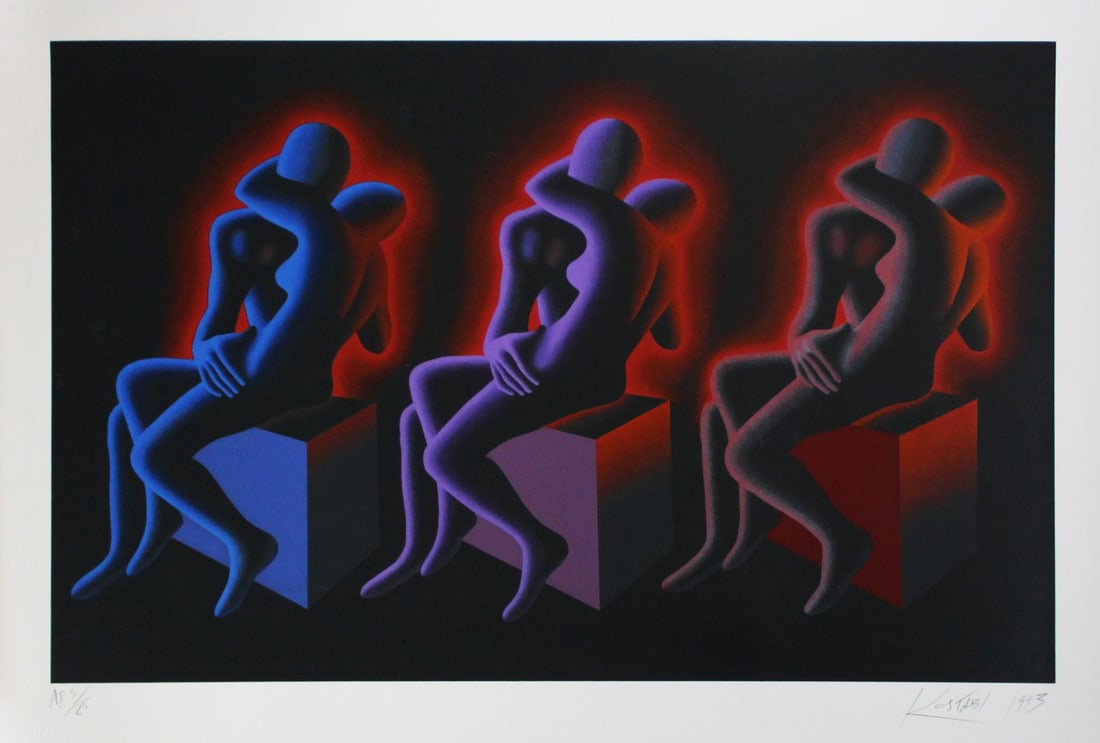 Mark Kostabi - Untitled: Artist: Mark KostabiTitle: UntitledYear: 1993Dimensions: 32in. by 45in.Edition: From the Rare Limited Artist Proof Edition of 25Medium: Lithograph in Colors on PaperCondition: ExcellentSignature