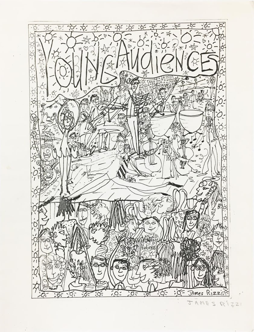 James Rizzi - Young Audiences: Artist: James RizziTitle: Young AudiencesDimensions: 14 3/8in. by 11in.Edition: From the Rare Limited EditionMedium: Etching on PaperCondition: ExcellentSignature Details: Hand Signed by RizziComes