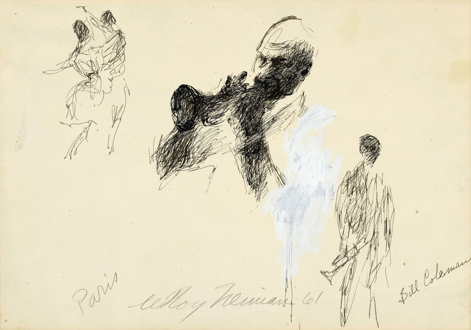Leroy Neiman - Bill Coleman: Artist: Leroy Neiman Title: Bill Coleman Year: 1961 Edition: Unique One of a Kind Artwork Medium: Ink on Paper Condition: Excellent Signature Details