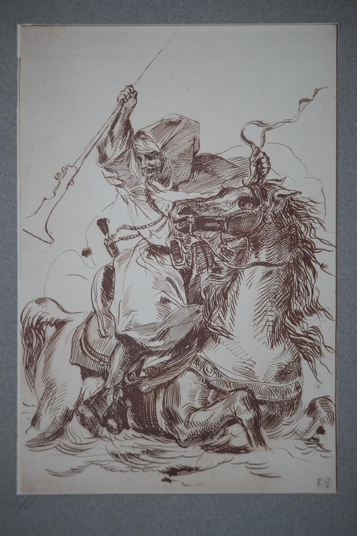 Eugene Delacroix - Battle Scene VI: Artist: Eugene Delacroix Title: Battle Scene VI Dimensions: 8.5in. by 12.5in. Edition: Number 1 From the rare limited H.C edition of 10 Suite: 70 Dessins De Maitres Francais</