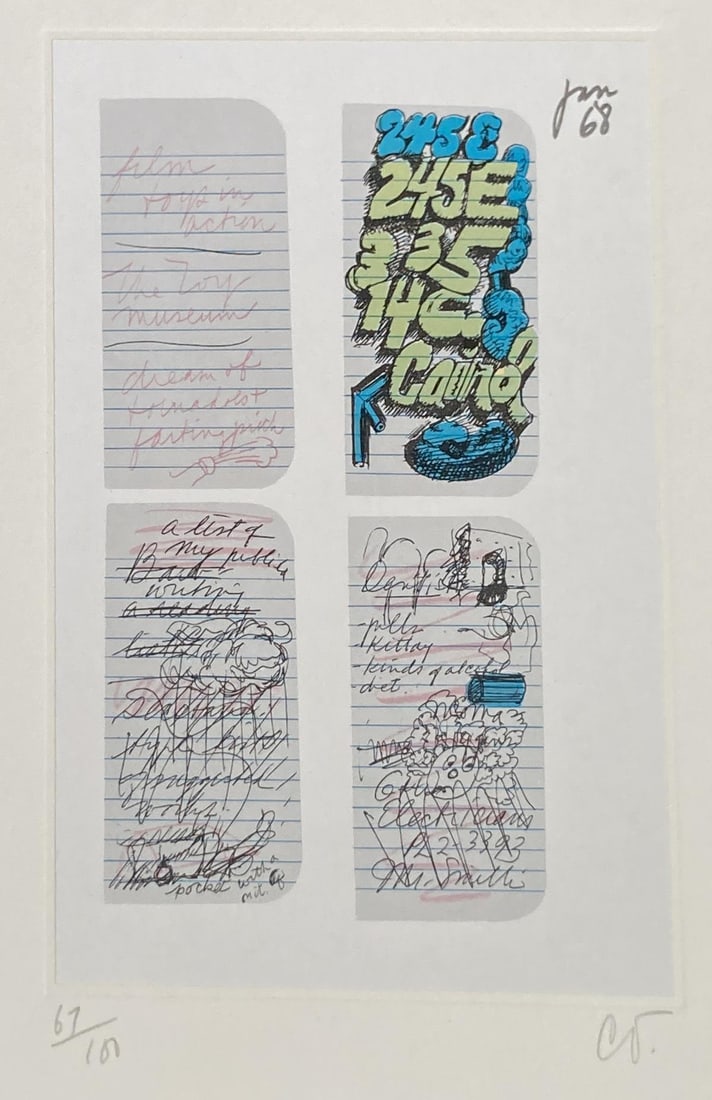 Claes Oldenburg - Notes in Hand 32: Artist: Claes OldenburgTitle: Notes in Hand 32Year: 1972Dimensions: 8in. by 10in.Edition: From the rare limited edition of 100Publisher: Professional PrintsSuite: Notes in HandMedium: Lithograph with