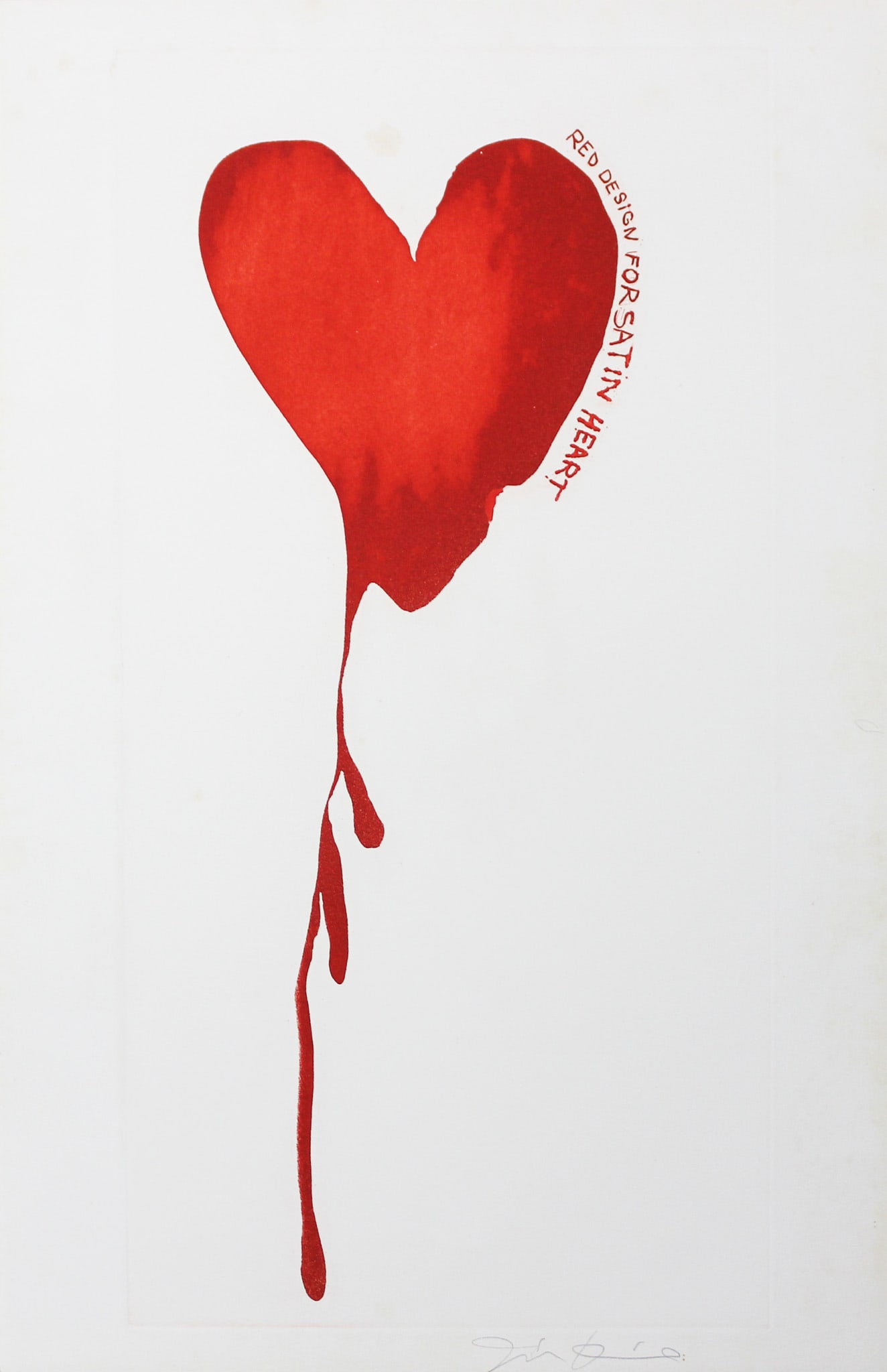 Jim Dine - Red Design for Satin Heart: Artist: Jim Dine Title: Red Design for Satin Heart Year: 1963 Edition: From the limited edition of 200 Publisher: Petersburg Press, London Suite: The Picture of Dori