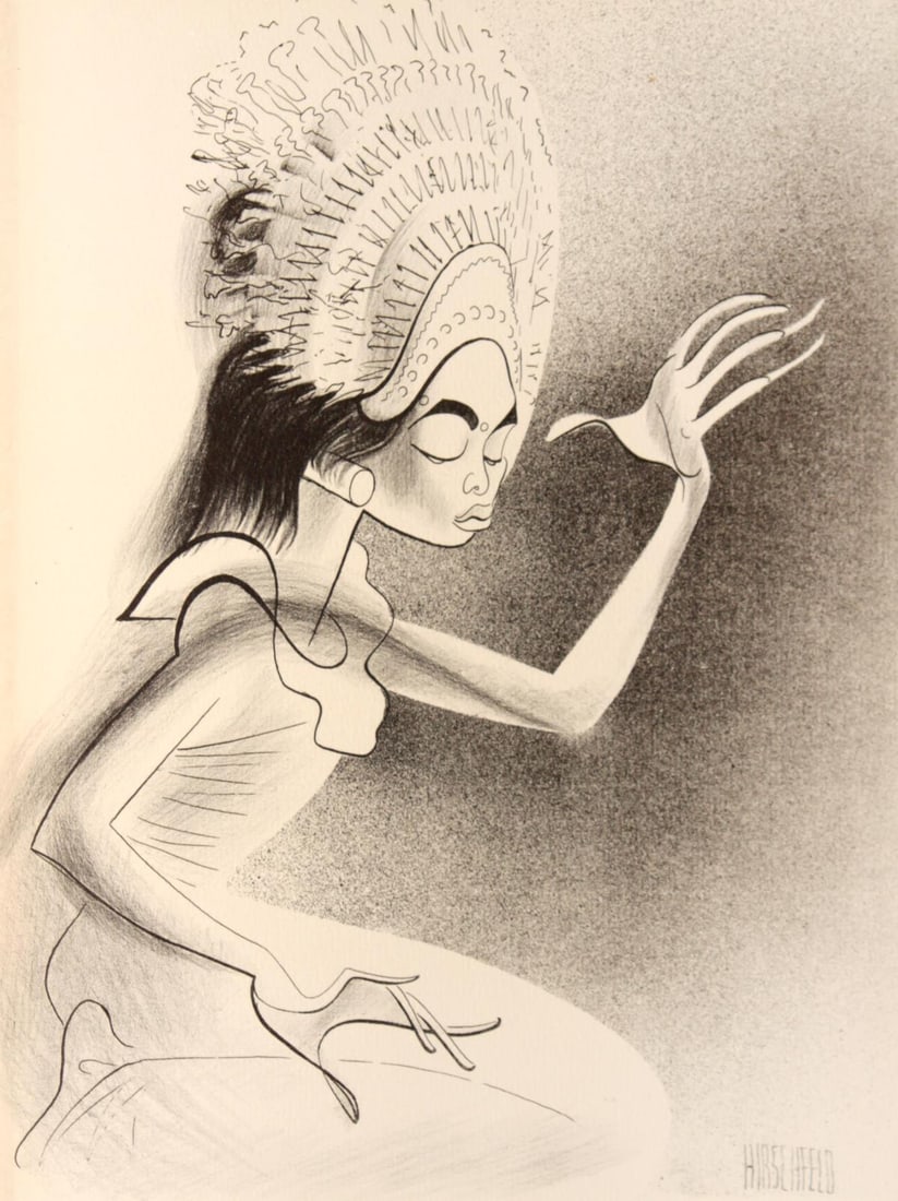 Al Hirschfeld - Djanger Bali: Artist: Al Hirschfeld Title: Djanger Bali Year: 1941 Dimensions: 12in. by 9.5in. Edition: from the limited edition of 1000 Publisher: Hyperion Press New York Suite: Harlem Medium: Original lithograph