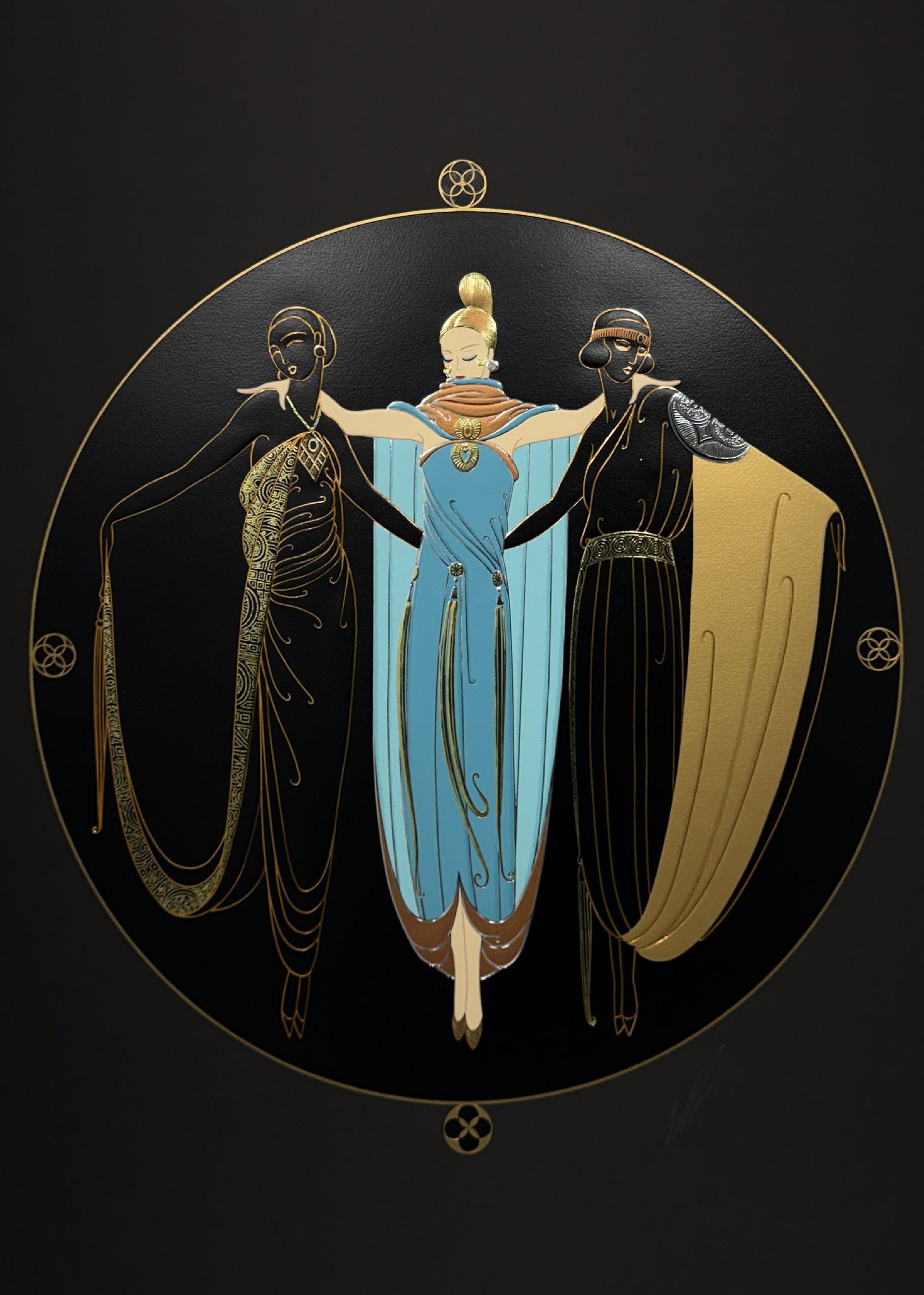 Erte - Ladies in Waiting: Artist: Erte Title: Ladies in Waiting Year: 1987 Dimensions: 39 1/4 x 28 in. Edition: CCXXXIII from the limited edition of CCL Publisher: Chalk & Vermilion Fine