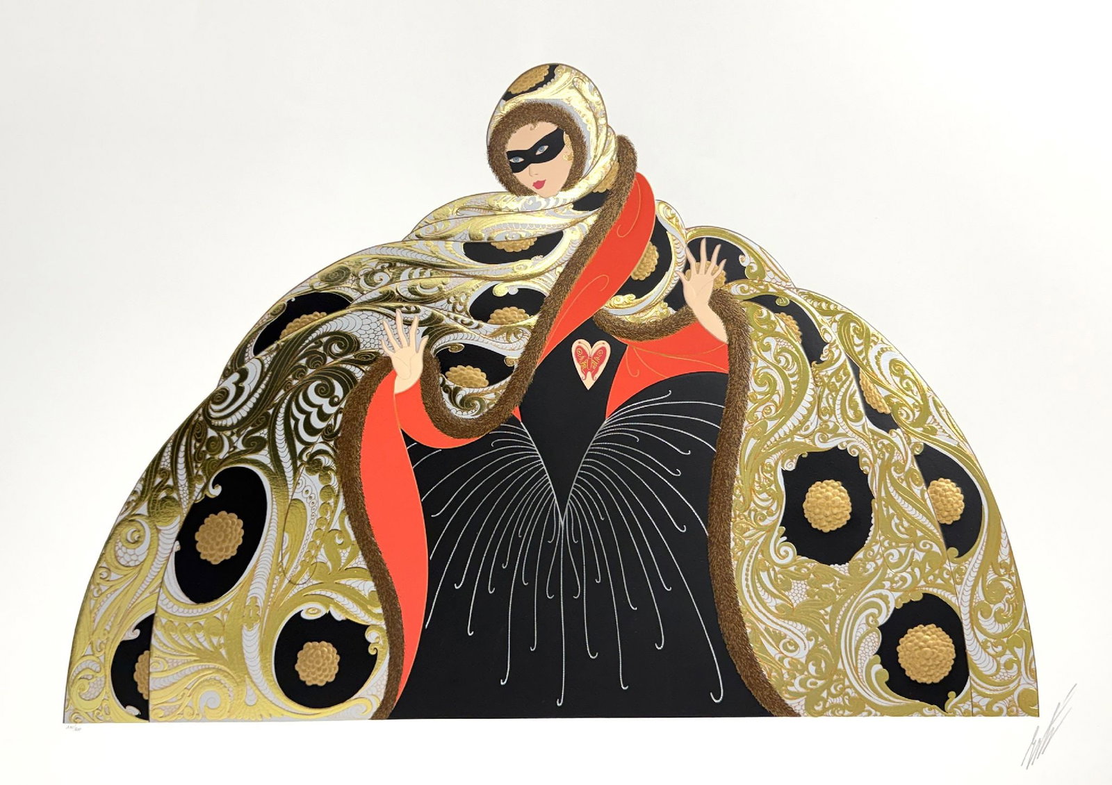 Erte - Masquerade II: Artist: Erte Title: Masquerade II Year: 1987 Dimensions: 28 1/4 x 40 in. Edition: 241 from the limited edition of 300 Publisher: Chalk & Vermilion Fine Arts, Lt