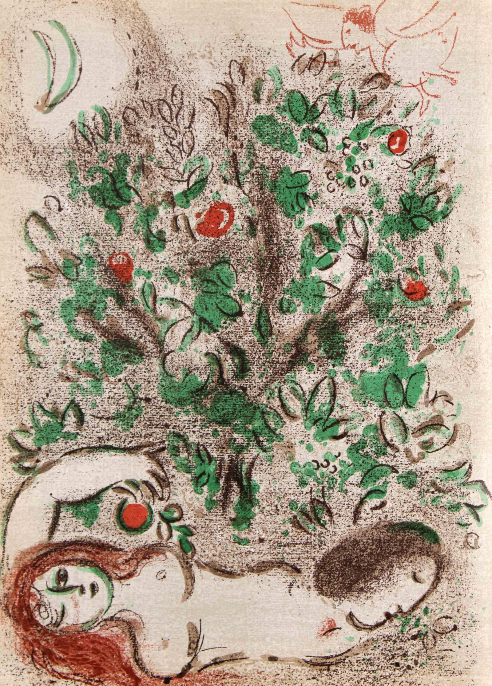 Marc Chagall - Paradise: Artist: Marc Chagall Title: Paradise Year: 1956 Dimensions: 10in. by 14in. Edition: From the rare limited edition Publisher: Editions de la Revue VERVE Paris Suite: The Bible Medium: Original double
