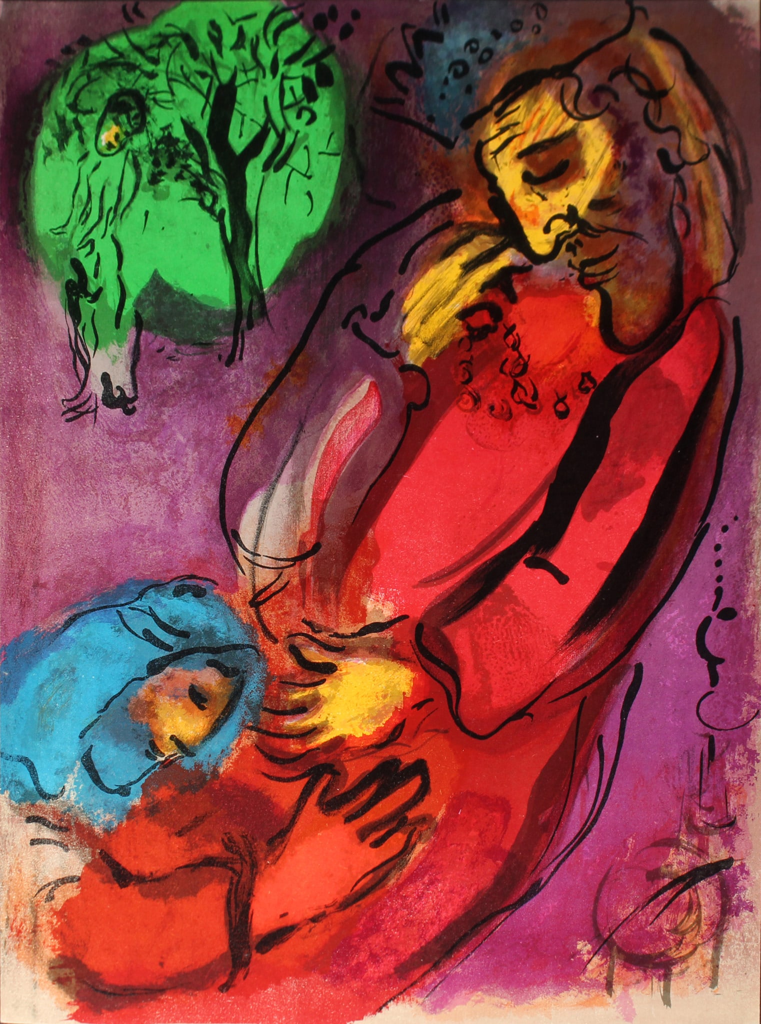Marc Chagall - David & Absalom: Artist: Marc Chagall Title: David & Absalom Year: 1956 Dimensions: 10 x 14 in. Edition: From the rare limited edition Publisher: Editions de la Revue VERVE, Par