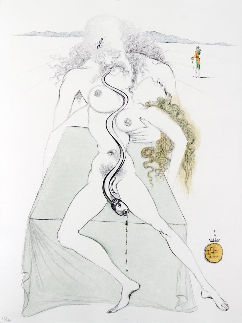 Salvador Dali - Nude Couple Large Serpent: Artist: Salvador Dali Title: Nude Couple Large Serpent Year: 1967 Dimensions: 14.75in. by 11in. Edition: 89 from the limited edition of 390 Publisher: Au Cercle