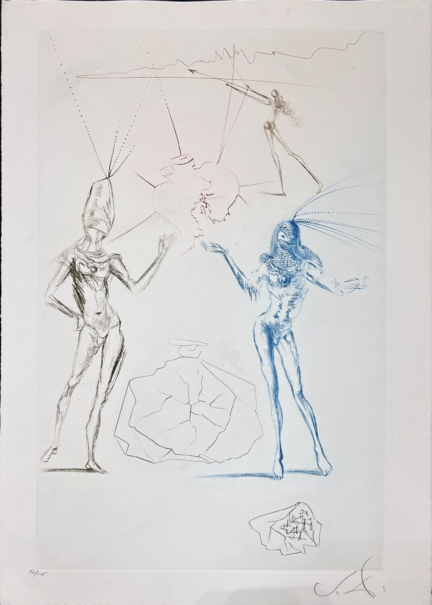 Salvador Dali - The Lovers condemned: Artist: Salvador Dali Title: The Lovers condemned Year: 1969 Dimensions: 12 3/4 x 17 5/8 in. Edition: From the limited edition of 115 Suite: Tristan and Isolde<