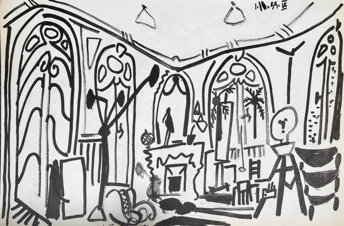 Pablo Picasso (After) - Untitled Sketchbook Page 4: Artist: Pablo Picasso (After) Title: Untitled Sketchbook Page 4 Year: 1960 Dimensions: 10in. by 16.5in. Edition: From the rare edition of 100 Publisher: Cercle