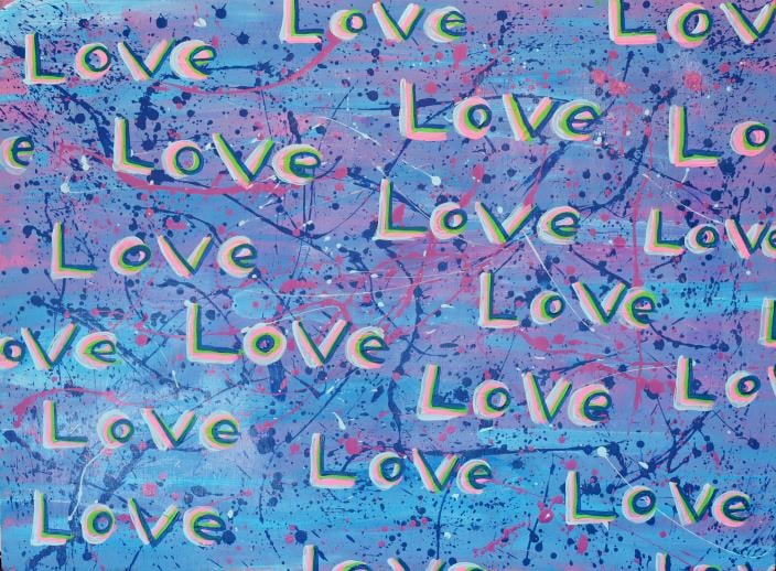 Matthew Steinberg - Love All Over: Artist: Matthew Steinberg Title: Love All Over Year: 2023 Dimensions: 30.25in. by 40in. Edition: One-of-a-Kind Original Painting Medium: Hand painted acrylic on