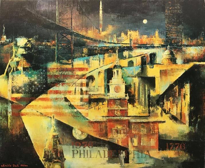 Emilie De S Atlee - Philadelphia: Artist: Emilie De S Atlee Title: Philadelphia Dimensions: 20in. by 24in. Edition: From the Rare Limited Edition Medium: Offset Lithograph on Textured Board Conditio
