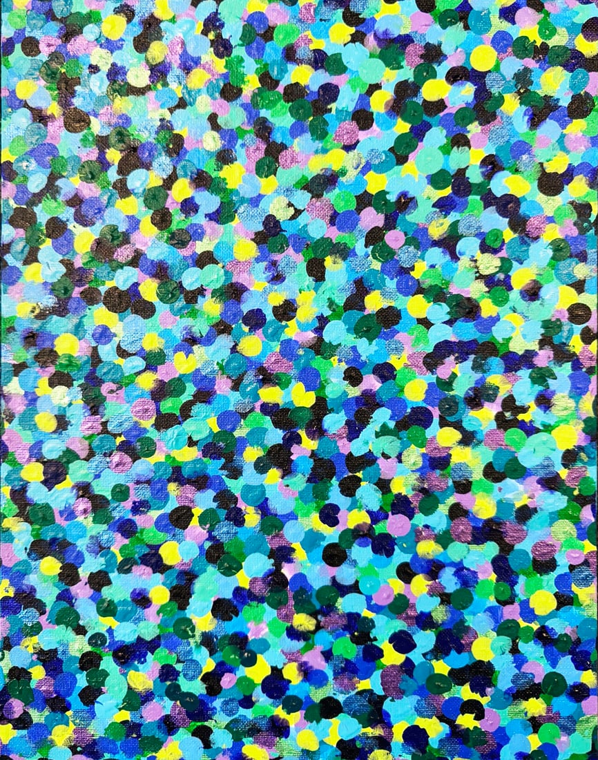 Beth Liez - Dots: Artist: Beth Liez Title: Dots Year: 2025 Dimensions: 11 x 14/ in. Edition: One-of-a-Kind work of Art Medium: Acrylic on canvas Condition: Excellent Signature Details: Hand signed Comes with Letter of