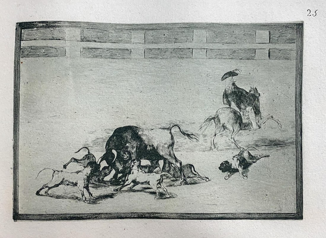 Francisco Goya (after) - La Tauromaquia 25: Artist: Francisco Goya (after) Title: La Tauromaquia 25 Year: 1944 Dimensions: 9.5in. by 6.75in. Edition: From the Rare Limited Edition of 500 Publisher: Editorial Victoria, Barcelona Suite: La