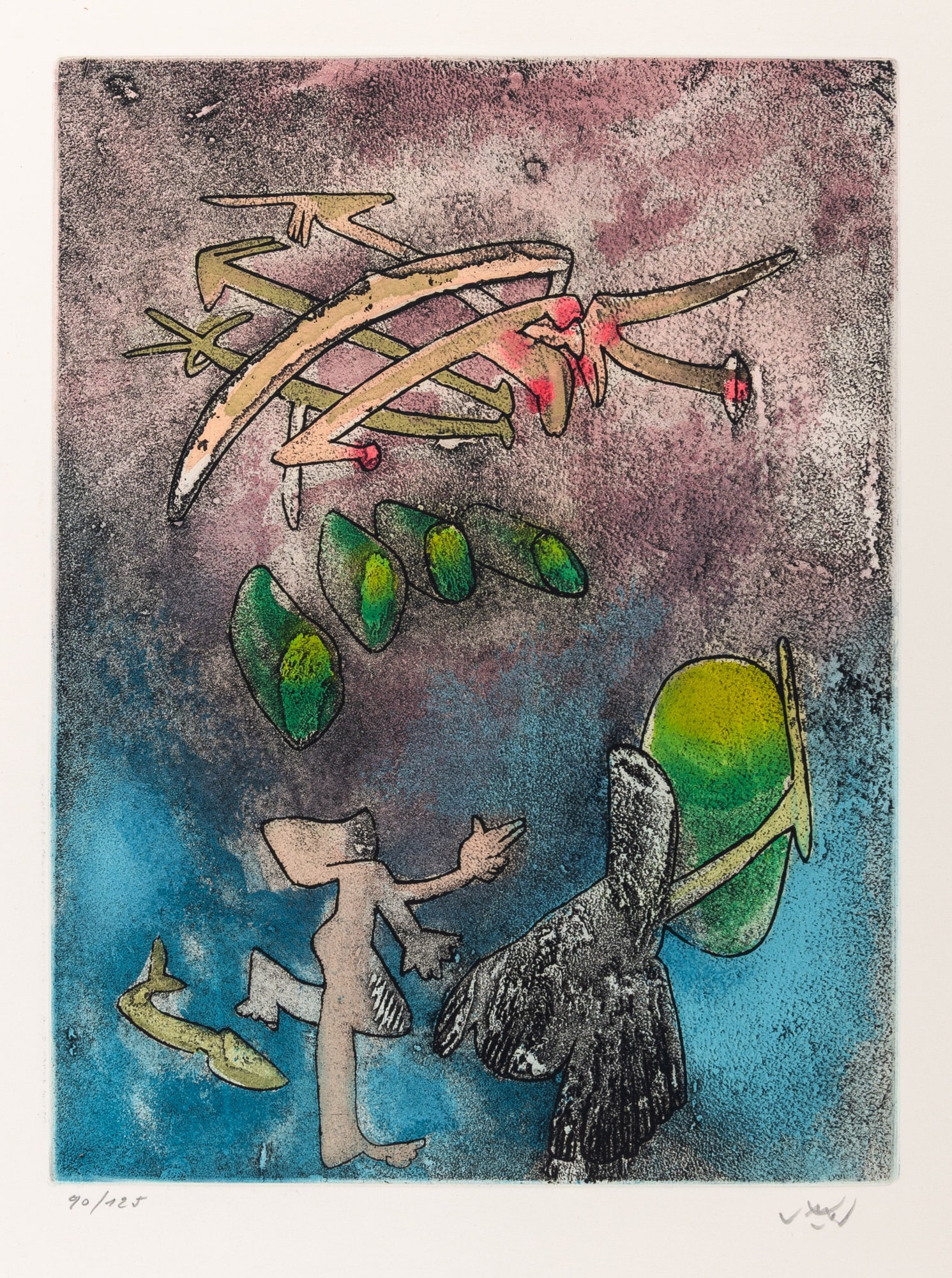 Roberto Matta - Untitled (from Centre Noeuds): Artist: Roberto Matta Title: Untitled (from Centre Noeuds) Year: 1974 Dimensions: 23 3/4 x 17 1/2 in. Edition: 90 from the limited edition of 125 Publisher: co-published by Editions Alexander Kahan,