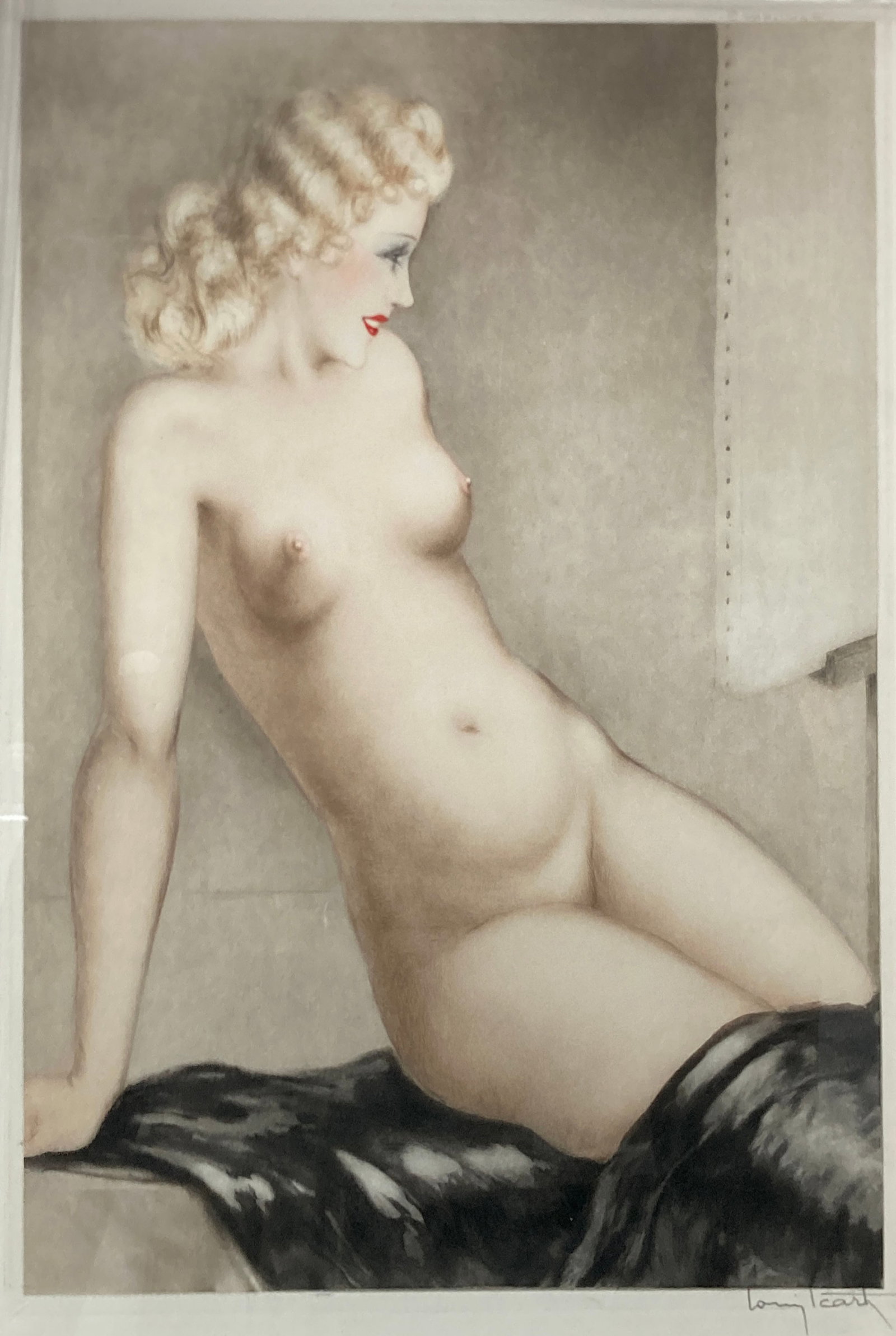Louis Icart - My Model: Artist: Louis Icart Title: My Model Year: 1933 Dimensions: 21.2in. by 16.5in. Edition: From the rare limited Proof Edition of 15 Medium: Original drypoint etching with hand coloring on paper