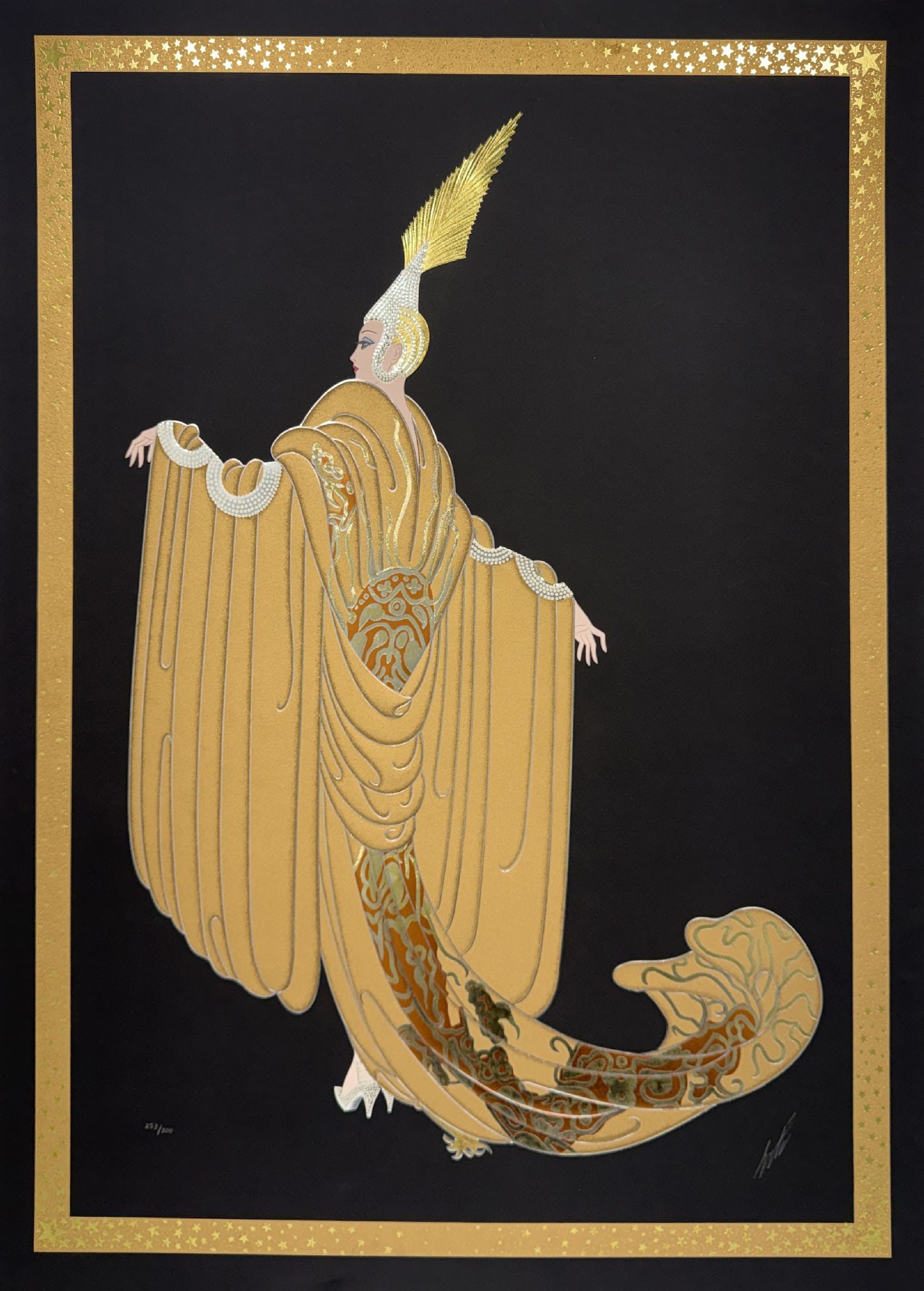 Erte - Cape a la Russe: Artist: Erte Title: Cape a la Russe Year: 1989 Dimensions: 41 1/4 x 29 1/4 in. Edition: 253 from the limited edition of 300 Publisher: Chalk & Vermilion Fine Ar
