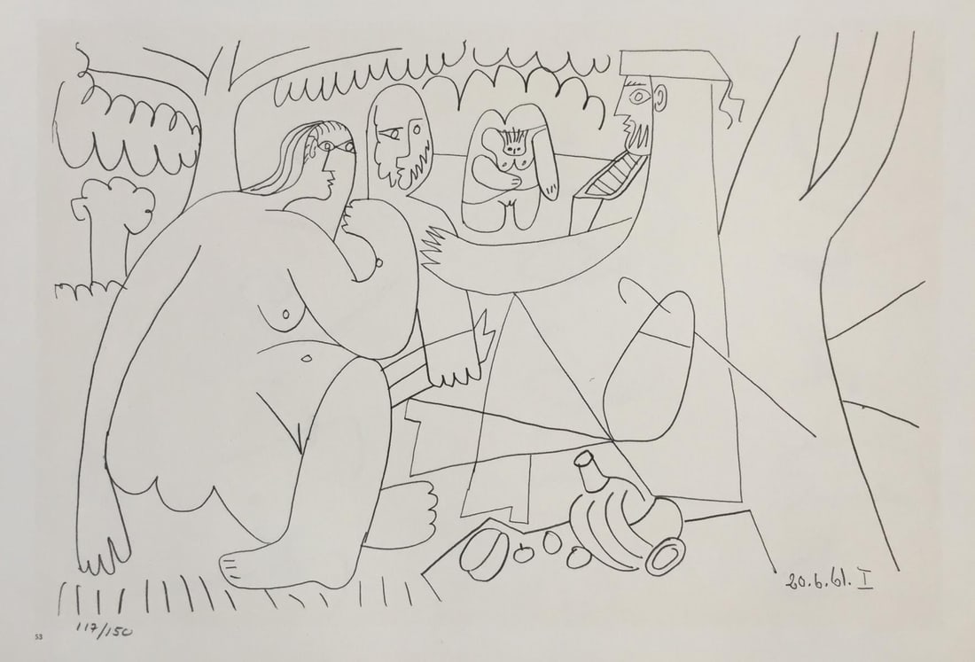 Pablo Picasso (After) - 20.6.61 I from "Les: Artist: Pablo Picasso (After) Title: 20.6.61 I from "Les Dejeuneres" Year: 1962 Dimensions: 14 1/2in. by 10 1/2in. Edition: from the rare limited edition of 150 Pu