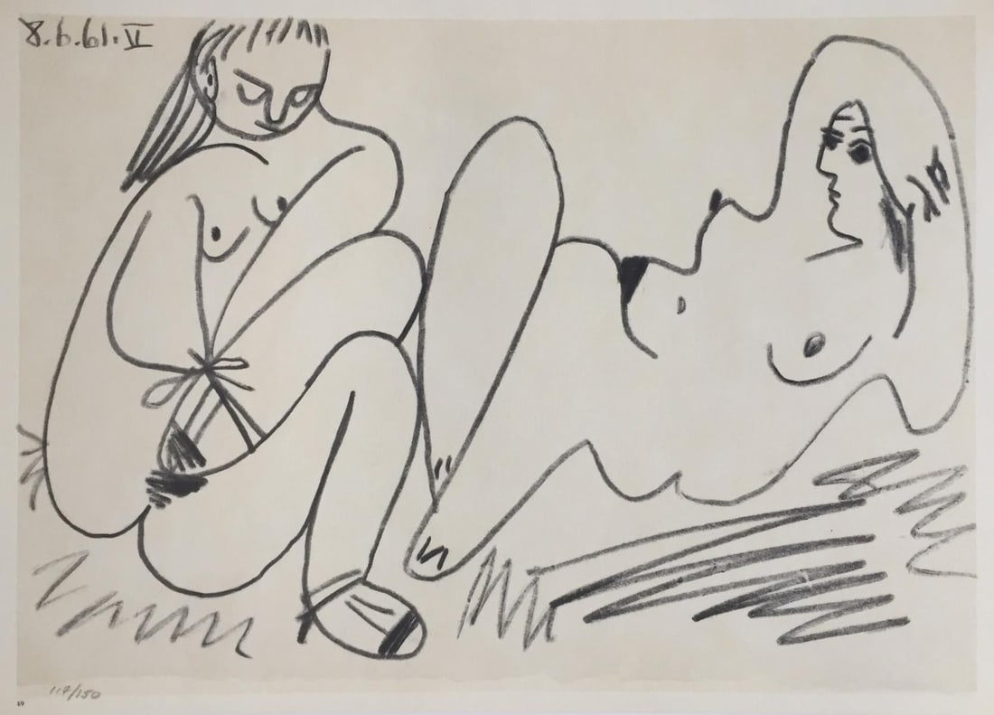 Pablo Picasso (After) - 8.6.61 V from "Les Dejeuneres": Artist: Pablo Picasso (After) Title: 8.6.61 V from "Les Dejeuneres" Year: 1962 Dimensions: 14 1/2in. by 10 1/2in. Edition: from the rare limited edition of 150 Pub