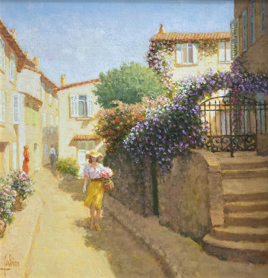 Louis Fabian - Ruelle Fleurie: Artist: Louis Fabian Title: Ruelle Fleurie Year: 2005 Dimensions: in. by in. Edition: A rare unique one of a kind work of art Medium: Original oil on canvas