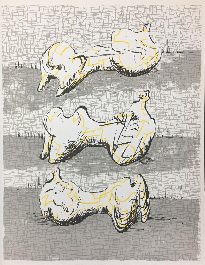 Henry Moore - Three Reclining Figures: Artist: Henry Moore Title: Three Reclining Figures Year: 1972 Dimensions: 12 1/4in. by 9 1/4in. Edition: From the limited edition Publisher: Mourlot